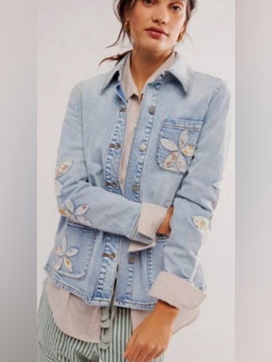 Free People Jackets & Blazers - Free People x Driftwood Denim Shabby Chic Jacket Floral Patchwork Rustic Boho S